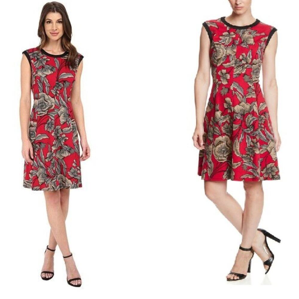 NWT! LONDON TIMES Banded Neck Floral Fit & Flare Dress Size 10 - Picture 8 of 8